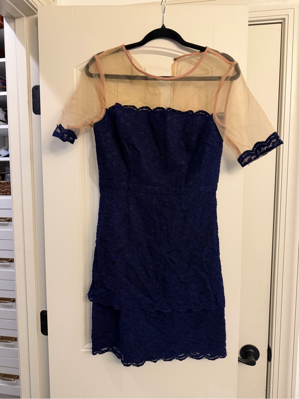 Navy Lace Illusion Yoke Dress size 6